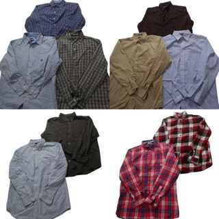 古着卸 まとめ売り チャップス CHAPS 長袖シャツ 10枚セット (メンズ L ) 無地 チェック ワンポイント ボタンダウン 中古 古着 NB4231(シャツ)