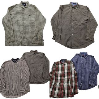 古着卸 まとめ売り 90s オールド トミーヒルフィガー 長袖シャツ 6枚セット (メンズ XL ) フラッグタグ ダブルフラップ 中古 古着 NB4262(シャツ)