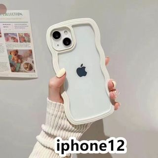 iphone12ケース　波型　 耐衝撃ホワイト215