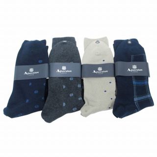アクアスキュータム(AQUA SCUTUM)のアクアスキュータム 靴下 クルーソックス 4足セット 総柄 25-27cm(ソックス)