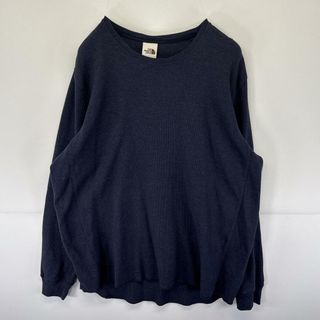 ザノースフェイス(THE NORTH FACE)の古着 ザ・ノースフェイス THE NORTH FACE 長袖Tシャツ サーマルロンT クルーネック 袖口ワンポイントロゴ アウトドア XXL  ネイビー メンズ(Tシャツ/カットソー(七分/長袖))