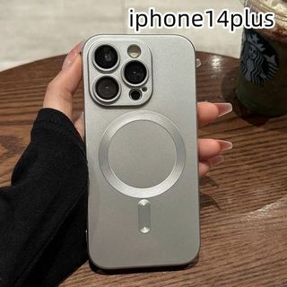 iphone14plusケース スタンド付き　透明 耐衝撃 シルバーV