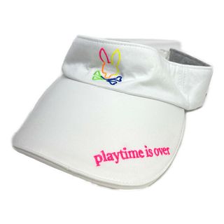 サイコバニー(Psycho Bunny)のcoco 中古 サイコバニー Psycho Bunny サンバイザー  ホワイト 白 カラフルバニー(ウエア)