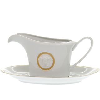 未使用品 ヴェルサーチ Ikarus Med Meandre d'Or rosen thal ローゼンタール 食器 陶器 ホワイト ゴールド 1146 ソーサー&ポット【中古】VERSACE
