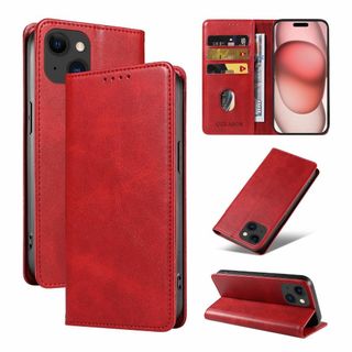 【色:レッド_サイズ:iPhone 15 用】QUEASON 互換品 スマホケー