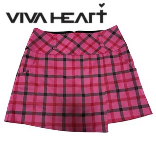 ビバハート(VIVA HEART)のVIVA HEART ピンク チェック フレアスカート　GOLF ゴルフウェア(ウエア)