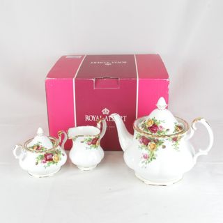 美品『保管品』 Royal Albert ロイヤルアルバート オールドカントリーローズ ティーポットセット 食器 マルチカラー