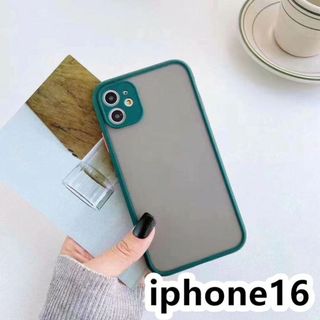 iphone16ケース カーバー TPU マット 緑 耐衝撃2