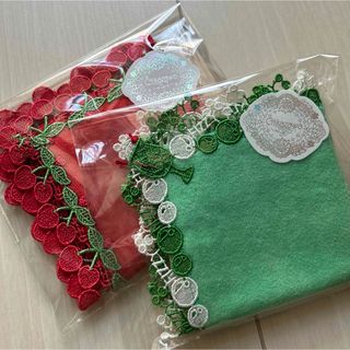 近沢レース　シーズンハンカチ　 クリームソーダ、さくらんぼ　２枚セット　未開封品(ハンカチ)