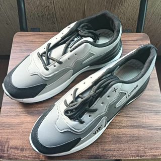 新品 25cm メンズ スニーカー グレー 厚底 男女兼用 シューズ(スニーカー)