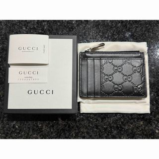グッチ(GUCCI)のGUCCI グッチ シマレザー ブラック コインケース 財布 カードケース(コインケース/小銭入れ)