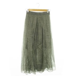 ブルネロクチネリ(BRUNELLO CUCINELLI)のブルネロクチネリ シアースカート ロング シルク ヘリンボーン柄 XS グレー(ロングスカート)