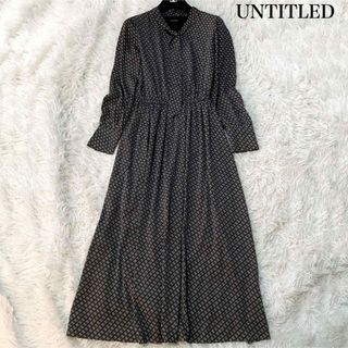 アンタイトル(UNTITLED)のUNTITLED ジオメトリック柄 ボウタイ ロングワンピース 1サイズ 洗える(ロングワンピース/マキシワンピース)