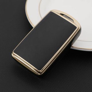 マツダ スマートキーケース TPU キーカバー 黒金 CX-5 CX-3/30(車内アクセサリ)