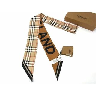 バーバリー(BURBERRY)の■新品同様■ BURBERRY バーバリー シルク100% ノバチェック ツイリー リボンスカーフ ライトブラウン系 FN4944(その他)