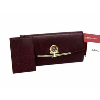 サルヴァトーレフェラガモ(Salvatore Ferragamo)の■新品■未使用■ Salvatore Ferragamo フェラガモ ガンチーニ レザー 二つ折り 長財布 ウォレット ワインレッド系 FH8712(財布)
