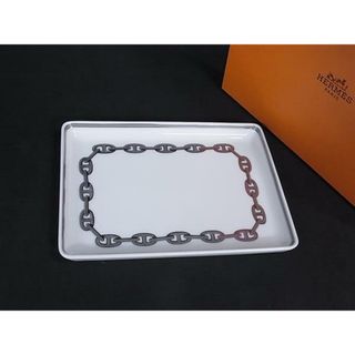 エルメス(HERMES)の■極美品■ HERMES エルメス シェーヌダンクル スクエア プレート 皿 食器 テーブルウェア ホワイト系×シルバー系 BM8057(食器)