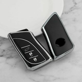 レクサス LEXUS キーケース TPUキーカバー黒銀 UX/ES/LS/NX(車内アクセサリ)
