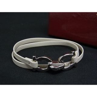 サルヴァトーレフェラガモ(Salvatore Ferragamo)の■美品■ Salvatore Ferragamo フェラガモ ダブルガンチーニ レザー 2連 ブレスレット チョーカー アクセサリー ホワイト系 FS2022(その他)