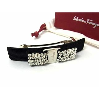 サルヴァトーレフェラガモ(Salvatore Ferragamo)の■新品同様■ Salvatore Ferragamo フェラガモ ヴァラリボン ラインストーン バレッタ ヘアアクセサリー ブラック系 FS2631(その他)