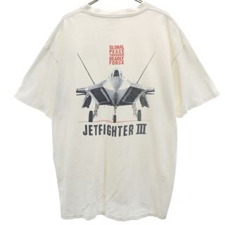 古着 POWER PRO by ONEITA パワープロバイオニータ 90s オールド バックプリント JETFIGHTER3 半袖 Tシャツ XL ホワイト シングルステッチ メンズ(Tシャツ/カットソー(半袖/袖なし))