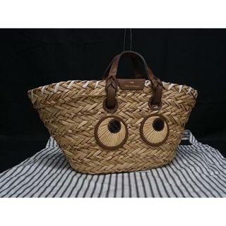 アニヤハインドマーチ(ANYA HINDMARCH)の■新品同様■ ANYA HINDMARCH アニヤハインドマーチ ストロー×レザー ハンドバッグ ミニバッグ レディース ライトブラウン系 FS2904(ショルダーバッグ)