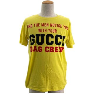 グッチ(GUCCI)の　グッチ GUCCI 100周年 ロゴプリント 半袖Tシャツ 615044 イエロー コットン メンズ 半袖Ｔシャツ(Tシャツ/カットソー(半袖/袖なし))
