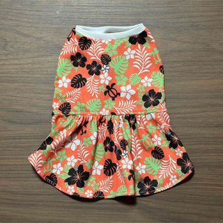 接触冷感 ハワイアン ワンピース Sサイズ オレンジ 夏服 ハンドメイド