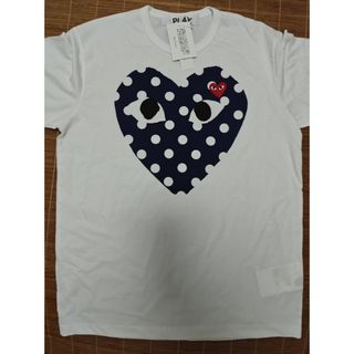 COMME des GARÇONS コットン Tシャツ ホワイト/ネイビー(Tシャツ/カットソー(半袖/袖なし))