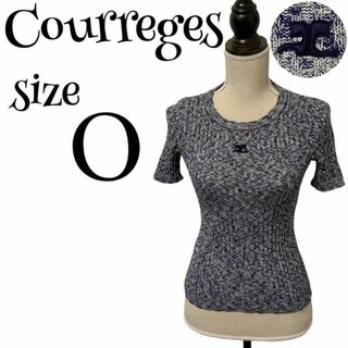 Courreges - 【大人気】courrèges クレージュ メランジニット 半袖 ロゴ刺繍 ブルー