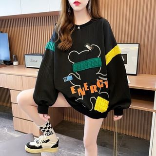 【大人気】オーバーサイズ トレーナー　ユニセックス　クマ　黒　XL　韓国