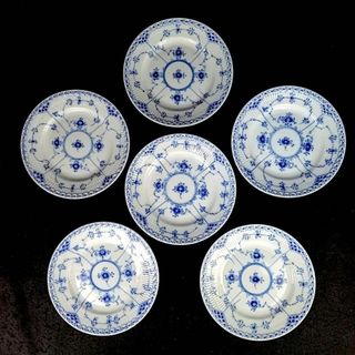 ☆未使用☆ロイヤルコペンハーゲン　ハーフレース　ブルーフルーテッド　皿　6枚