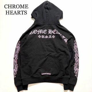 クロムハーツ(Chrome Hearts)のCHROME HEARTS パーカー MATTY BOY USA 黒 ピンク L(パーカー)