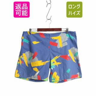 80s ジャムズ 総柄 コットン ショートパンツ メンズ L / 古着 ヴィンテージ ショーツ 短パン 海パン 水陸両用 スイム サーフ マルチカラー(ショートパンツ)