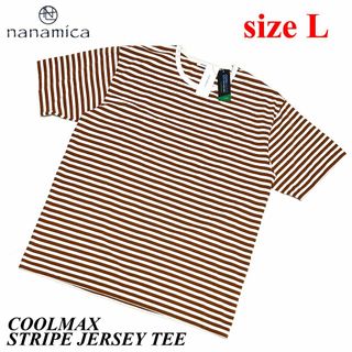 ナナミカ(nanamica)の新品　ナナミカ　Lサイズ　クールマックス ストライプジャージーティー　オレンジ(Tシャツ/カットソー(半袖/袖なし))