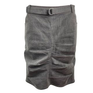 クリスチャンディオール(Christian Dior)の　クリスチャン・ディオール Christian Dior ベルテッドデザインスカート 3E12033591 グレー コットン レディース スカート(その他)
