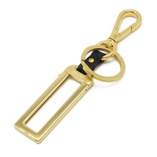 プラダ(PRADA)のPRADA プラダ マイキャラクター メタルネームタグ キーホルダー チャーム キーリング GP レザー ゴールド ブラック 黒 1TL125 (キーホルダー)