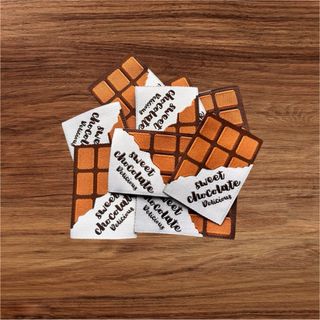 ハンドメイドタグ　チョコ　布タグ　刺繍タグ　ワッペン(各種パーツ)