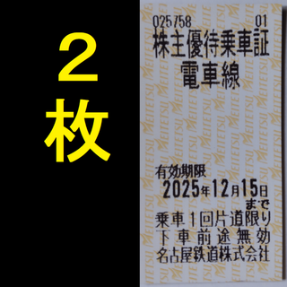 名鉄 株主優待 乗車証 2枚 2025年12月期限 -e(鉄道乗車券)