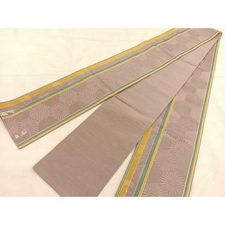 平和屋着物◎本場筑前博多織　半幅帯　若松葉扇面間道　正絹　逸品　BAAU1451hv(帯)