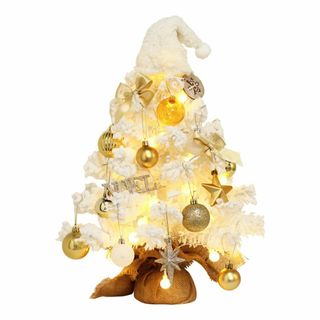 【色:ホワイト】LEDミニクリスマスツリー 雪化粧 クリスマスツリー 卓上 置物(その他)