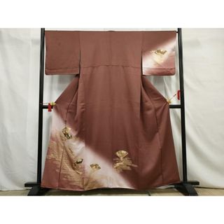 平和屋着物■訪問着　扇面花文　暈し染め　金彩　正絹　逸品　AAAX9562nf(着物)