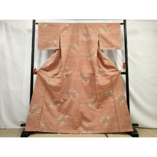 平和屋着物■上質な紬　花菱文　正絹　逸品　AAAX9565nf(着物)