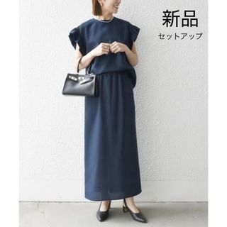 シップス(SHIPS)の新品　未使用　SHIPS any リネンライク ブラウス スカート セットアップ(セット/コーデ)