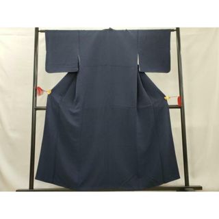 平和屋着物■上質な色無地　枝花地紋　深縹色　正絹　逸品　AAAY0860cs(着物)