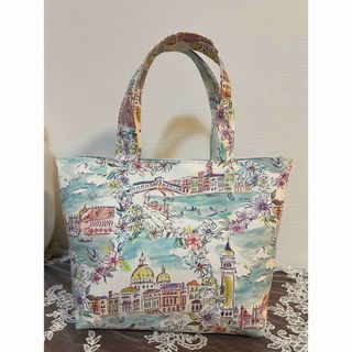 ハンドメイド　リバティ　ヴェネツィア　エメラルド　トートバッグ(バッグ)