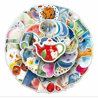 夏青ステッカーフレークシール可愛いお洒落まとめ売りデコ海外雑貨おもしろ花海熱帯魚(しおり/ステッカー)