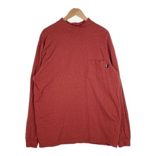 ステューシー(STUSSY)の80's STUSSY ステューシー モックネック ボーダーポケットロングスリーブTシャツ レッド USA製 黒タグ Size XL(Tシャツ/カットソー(七分/長袖))
