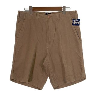ステューシー(STUSSY)の90's STUSSY ステューシー コーデュロイ ショートパンツ ベージュ 紺タグ カンボジア製 デッドストック Size 34(ショートパンツ)