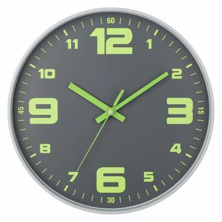 【色:蛍光-グレー】壁掛け時計 夜光 掛け時計 おしゃれ 連続秒針 静音 直径3(置時計)